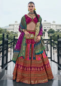 Magenta Pink & Gold Banarasi Silk Zari Lehenga Choli