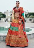 Maroon & Mint Green Banarasi Silk Zari Lehenga Choli