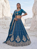 Peach Cadbury Silk Sequin Scalloped Lehenga Choli