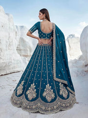 Peach Cadbury Silk Sequin Scalloped Lehenga Choli