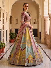 Multicolor Banarasi Silk Moti Sequin Handwork Lehenga Choli