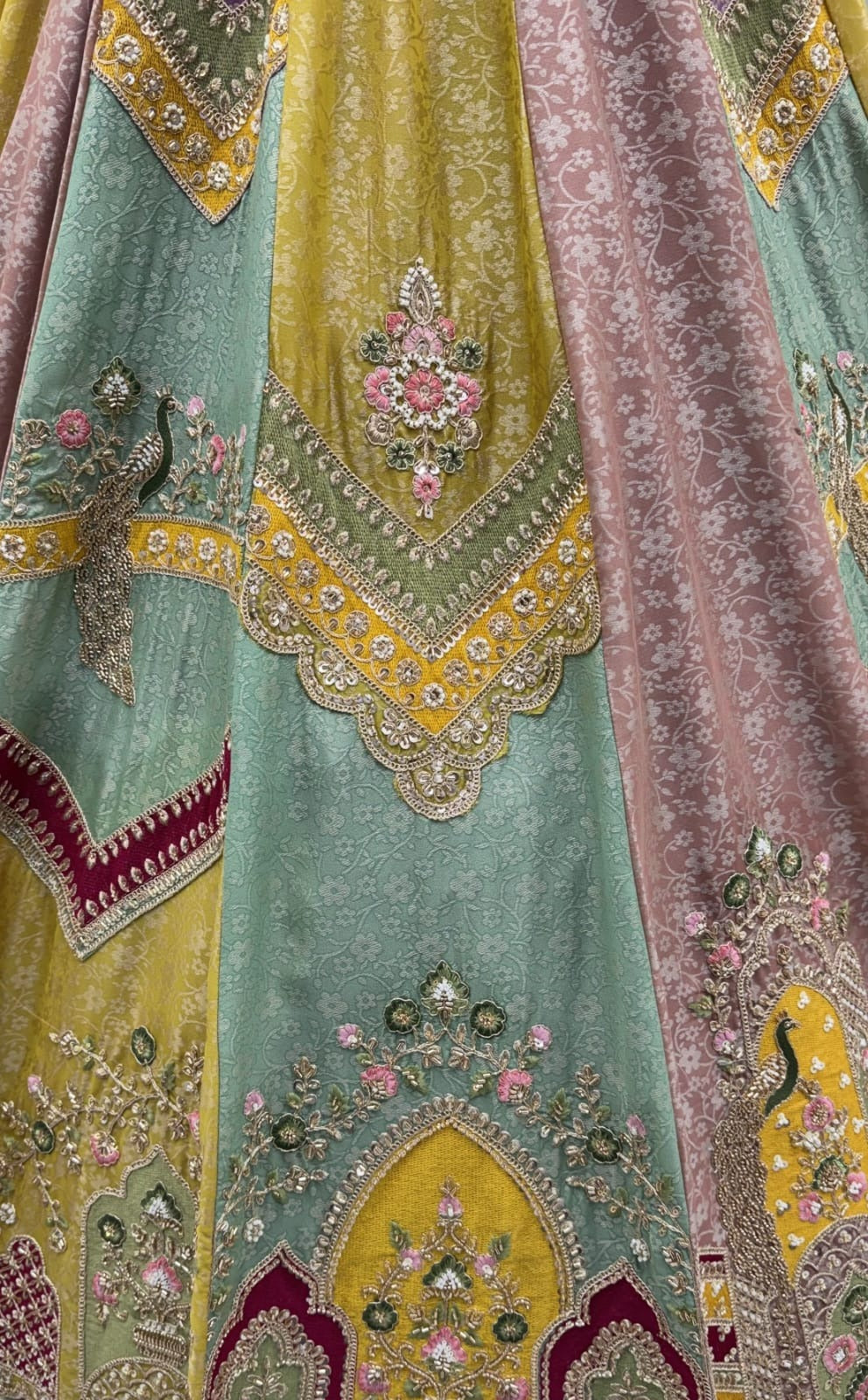 Multicolor Banarasi Silk Moti Sequin Handwork Lehenga Choli