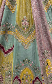 Multicolor Banarasi Silk Moti Sequin Handwork Lehenga Choli