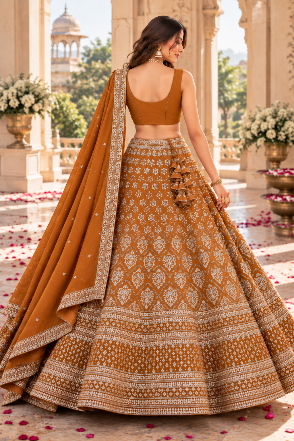 Mustard Buti Panel Sequin Lehenga Set