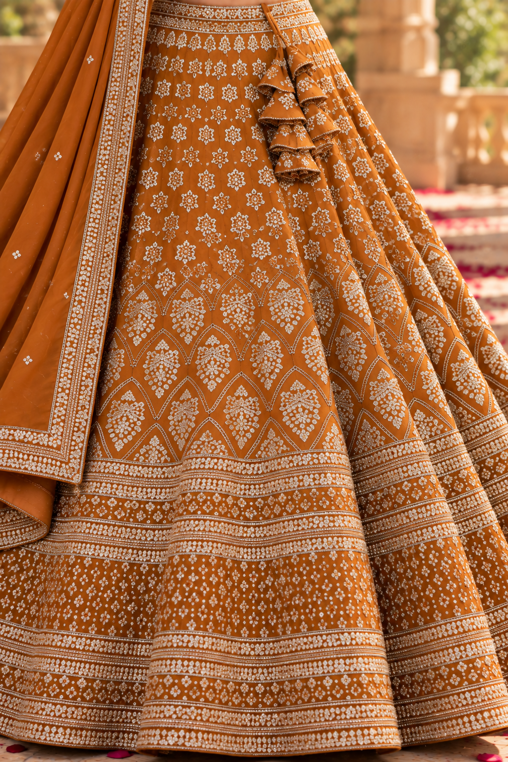 Mustard Buti Panel Sequin Lehenga Set