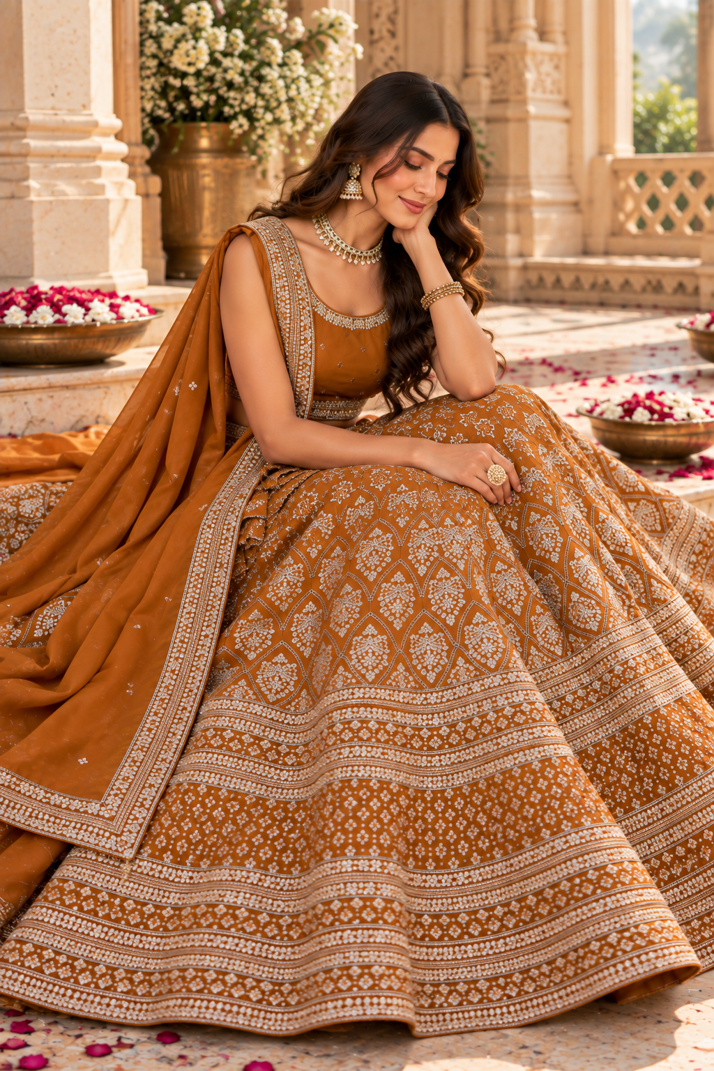 Mustard Buti Panel Sequin Lehenga Set