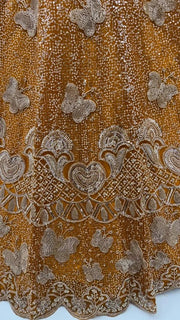 Mustard Net Zari Sequin Bridal Lehenga Choli