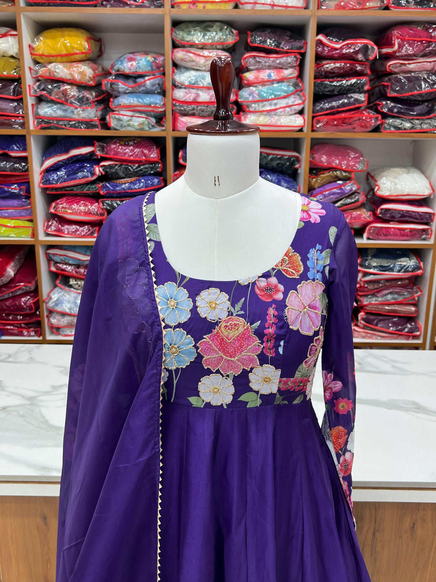 Breathtaking Organza Silk Floral Printed Designer Anarkali Pant Suit