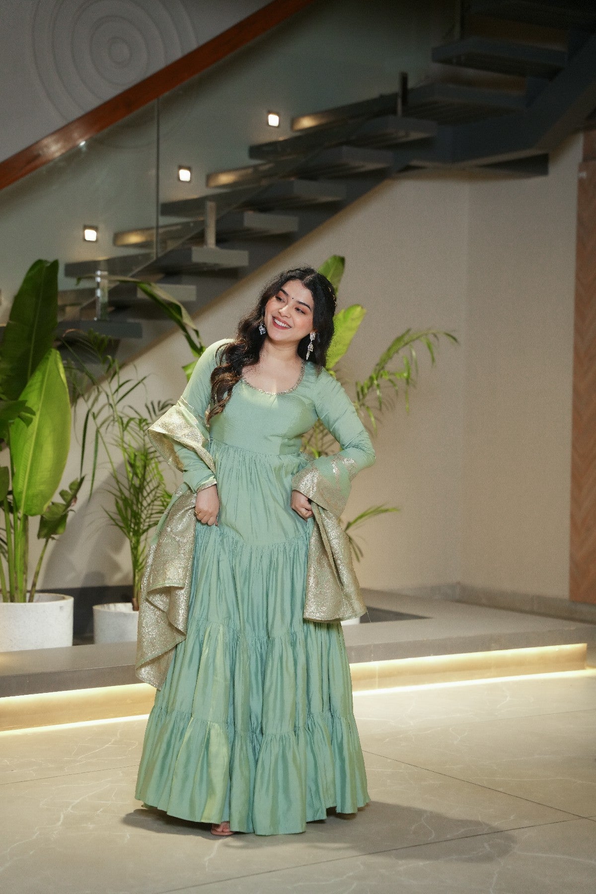 Appealing Pure Roman Silk Fully Stitched Anarkali Pant Suit