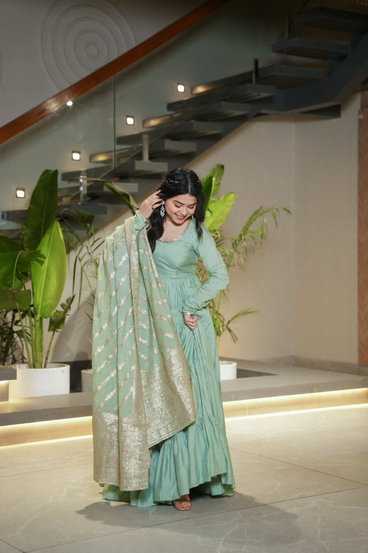 Appealing Pure Roman Silk Fully Stitched Anarkali Pant Suit