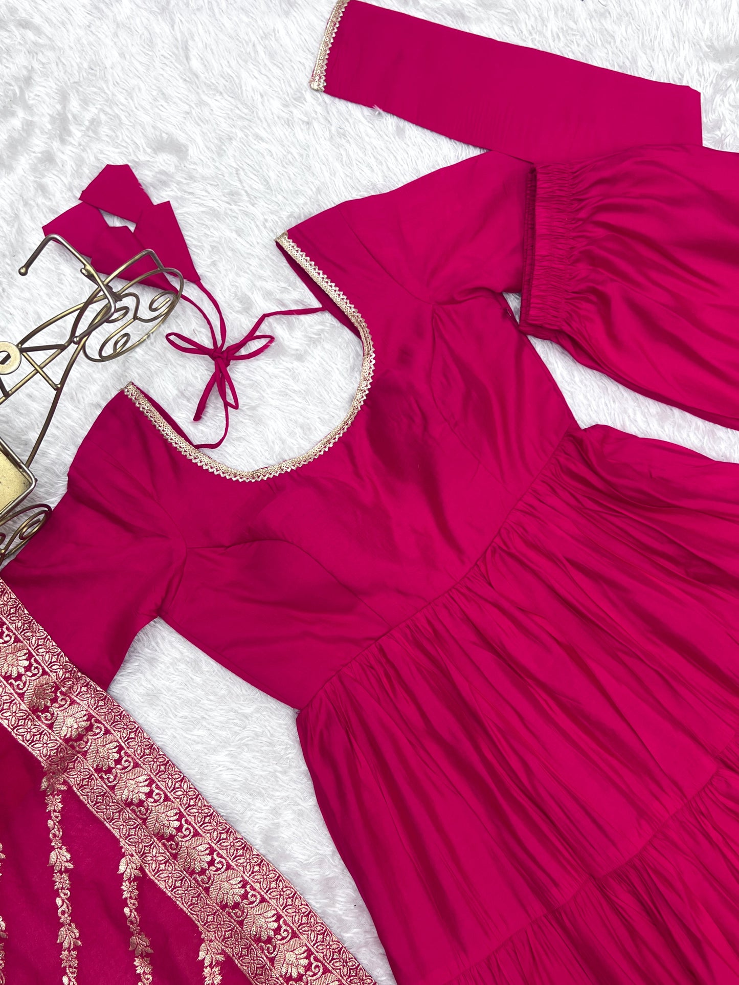 Elegant Pure Roman Silk 9 Mtr Flared Designer Anarkali Suit - Ethnicwish