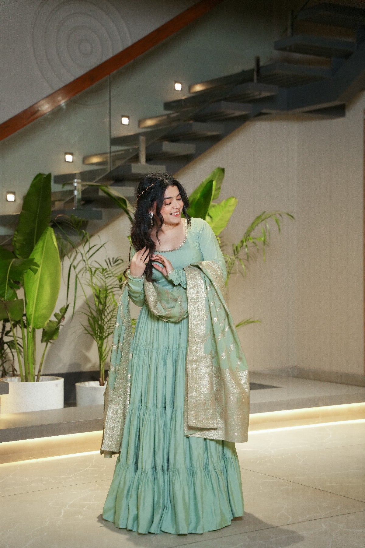 Appealing Pure Roman Silk Fully Stitched Anarkali Pant Suit