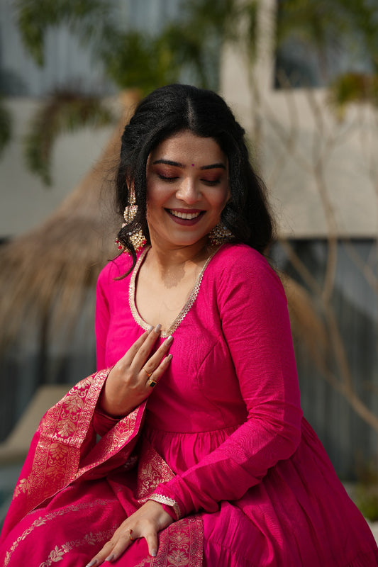 Appealing Pure Roman Silk Fully Stitched Anarkali Pant Suit