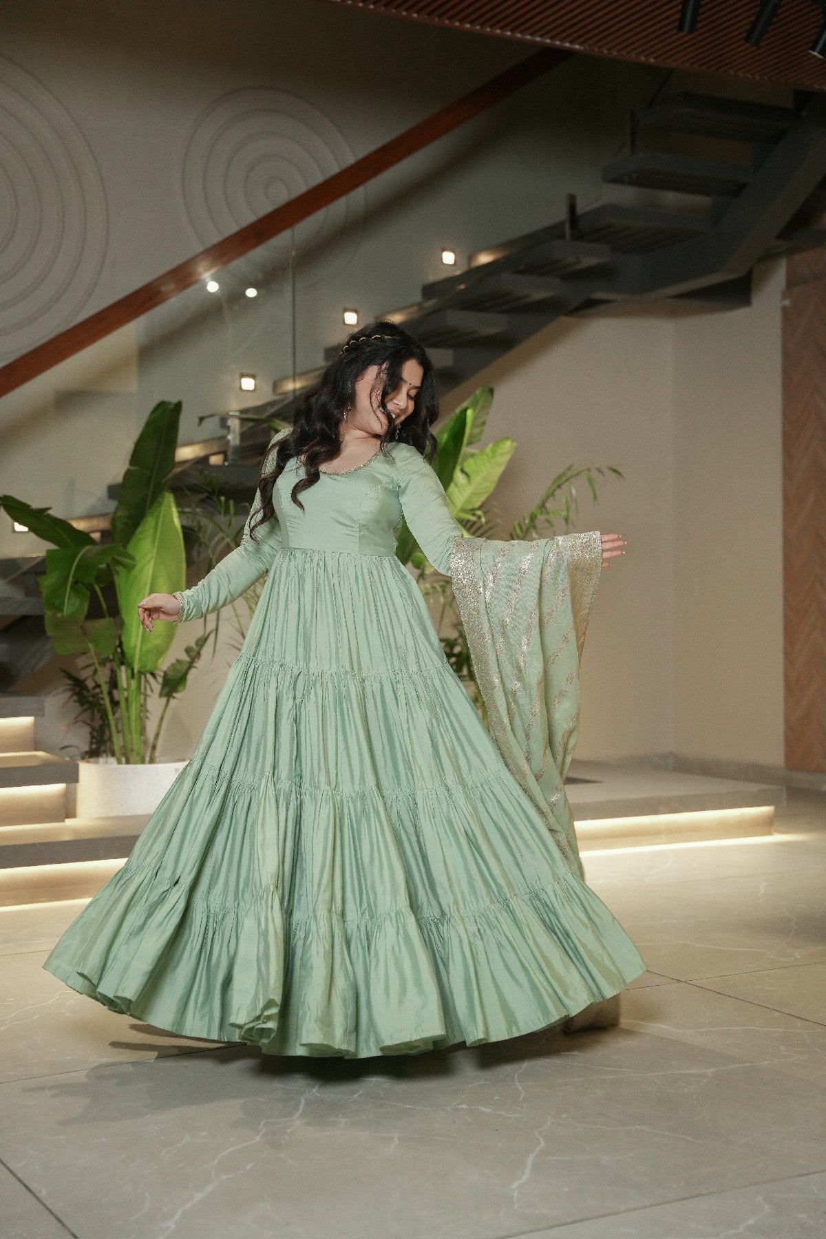 Appealing Pure Roman Silk Fully Stitched Anarkali Pant Suit