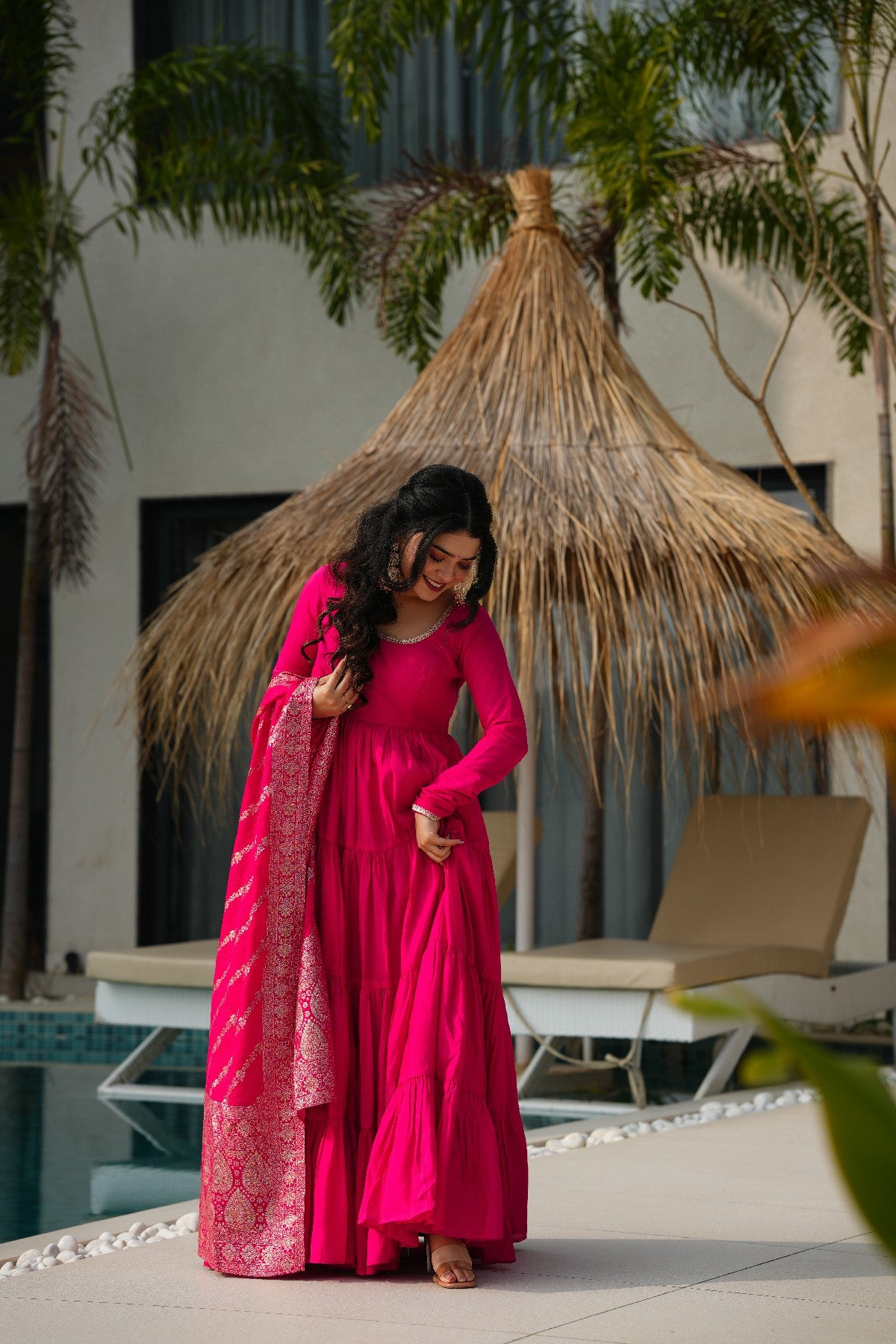 Appealing Pure Roman Silk Fully Stitched Anarkali Pant Suit