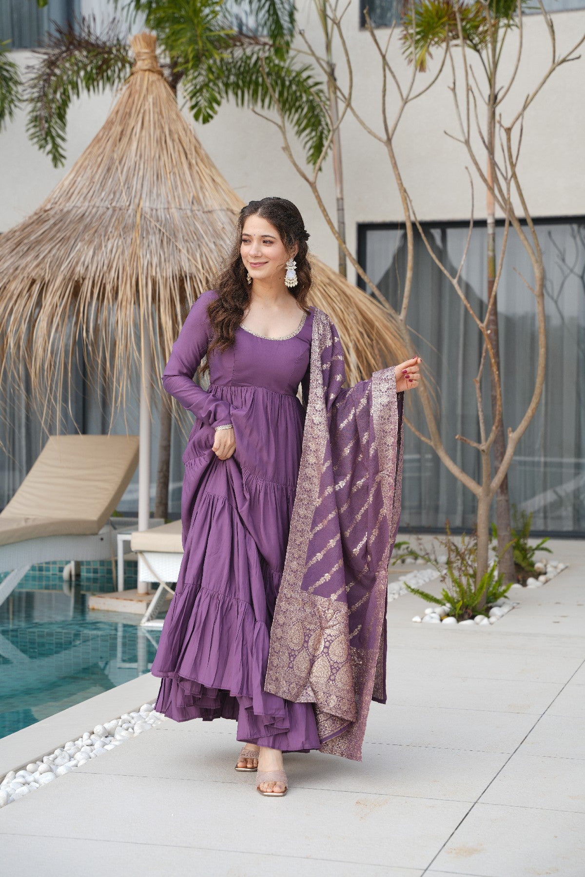 Appealing Pure Roman Silk Fully Stitched Anarkali Pant Suit