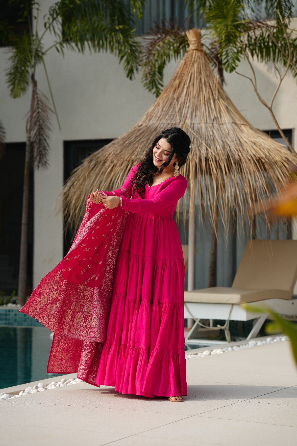 Appealing Pure Roman Silk Fully Stitched Anarkali Pant Suit