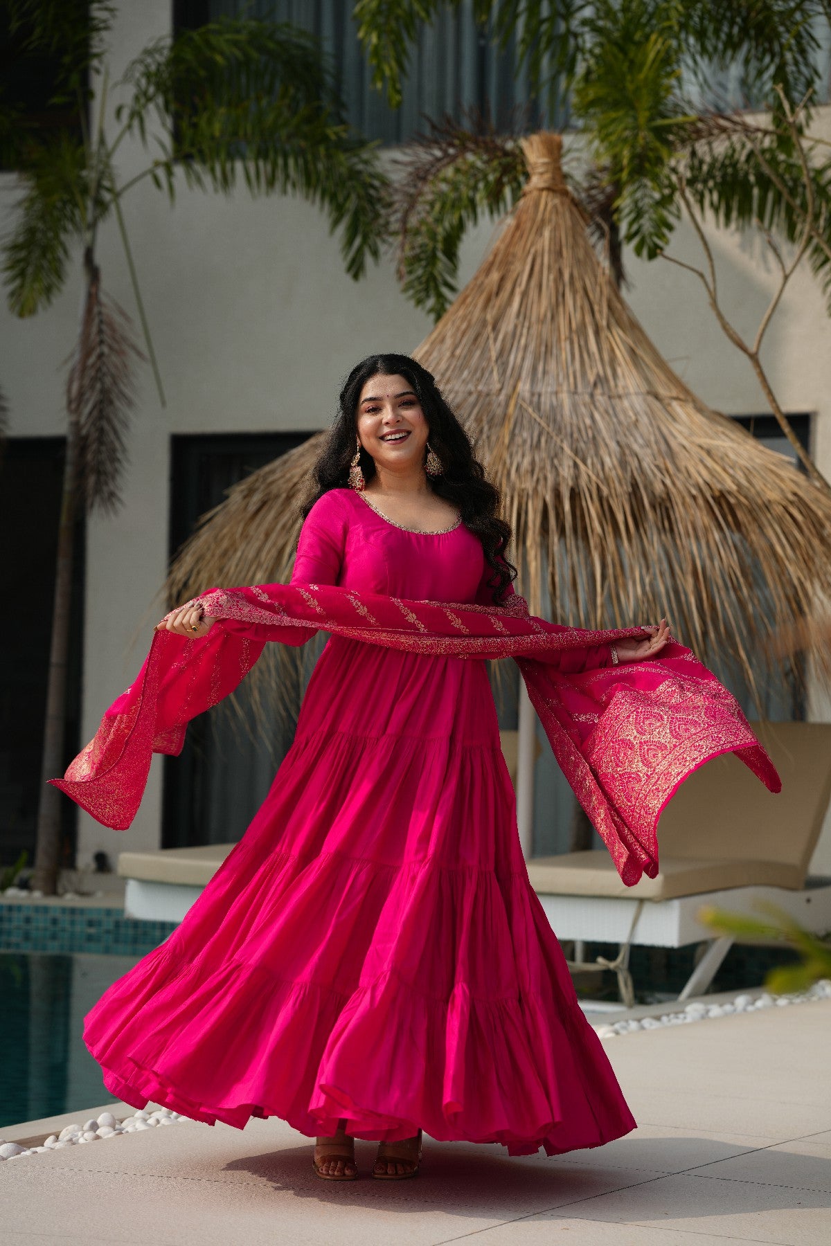 Appealing Pure Roman Silk Fully Stitched Anarkali Pant Suit