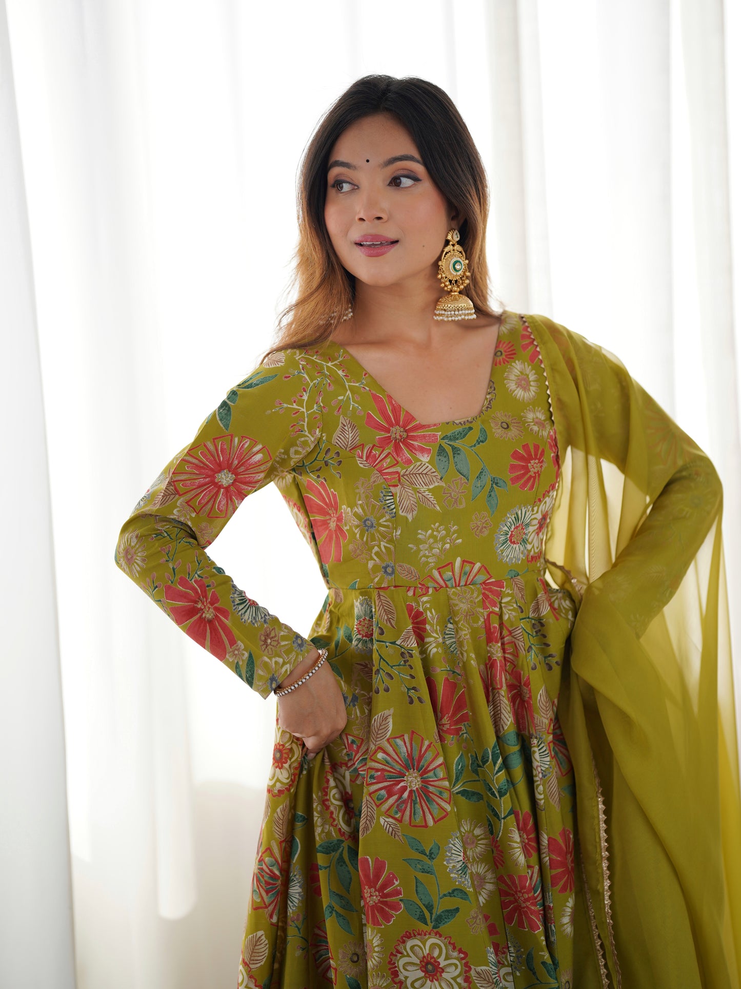 Exquisite Pure Soft Roman Silk Kediya Kurta Palazzo Set