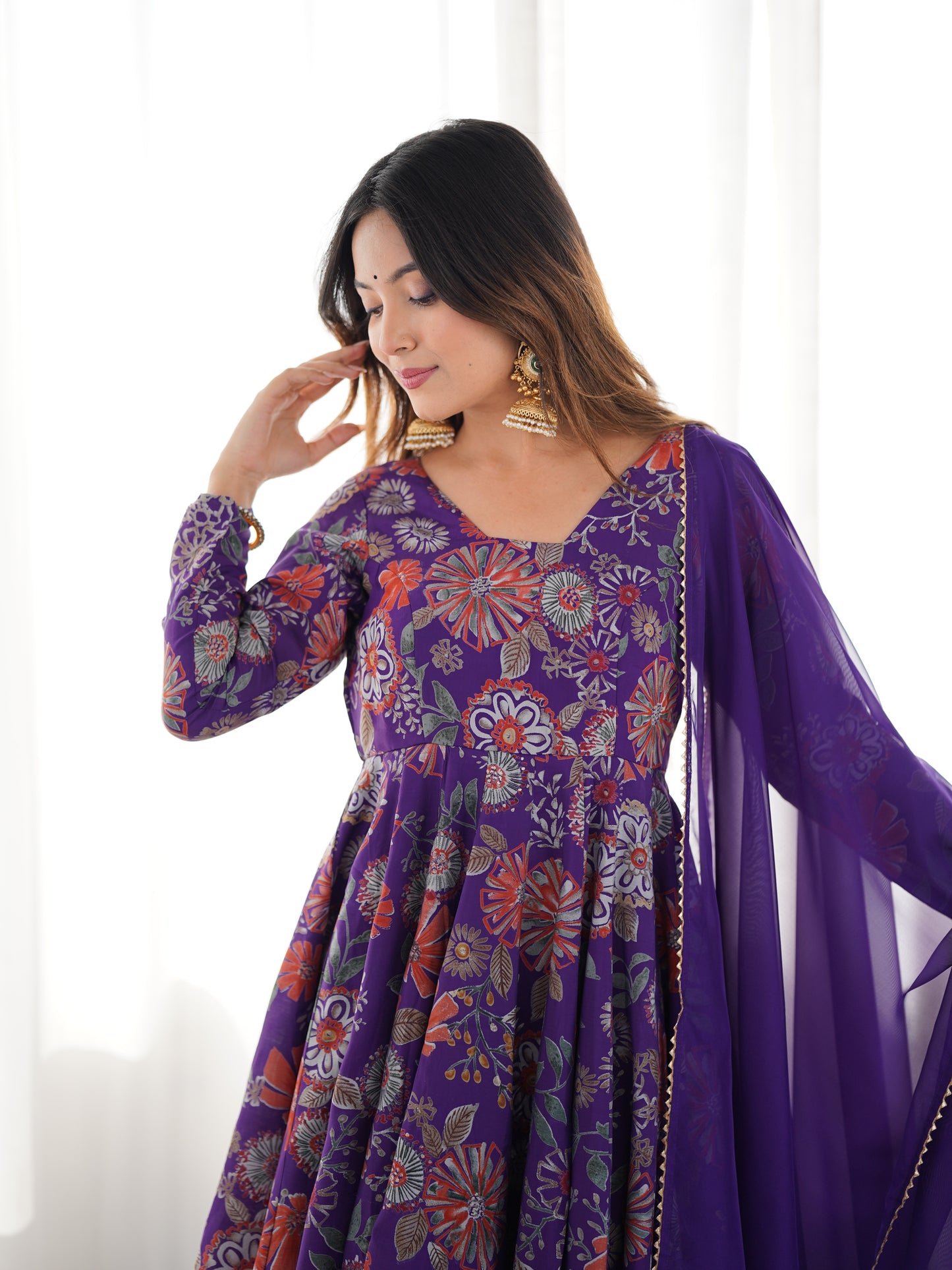 Exquisite Pure Soft Roman Silk Kediya Kurta Palazzo Set