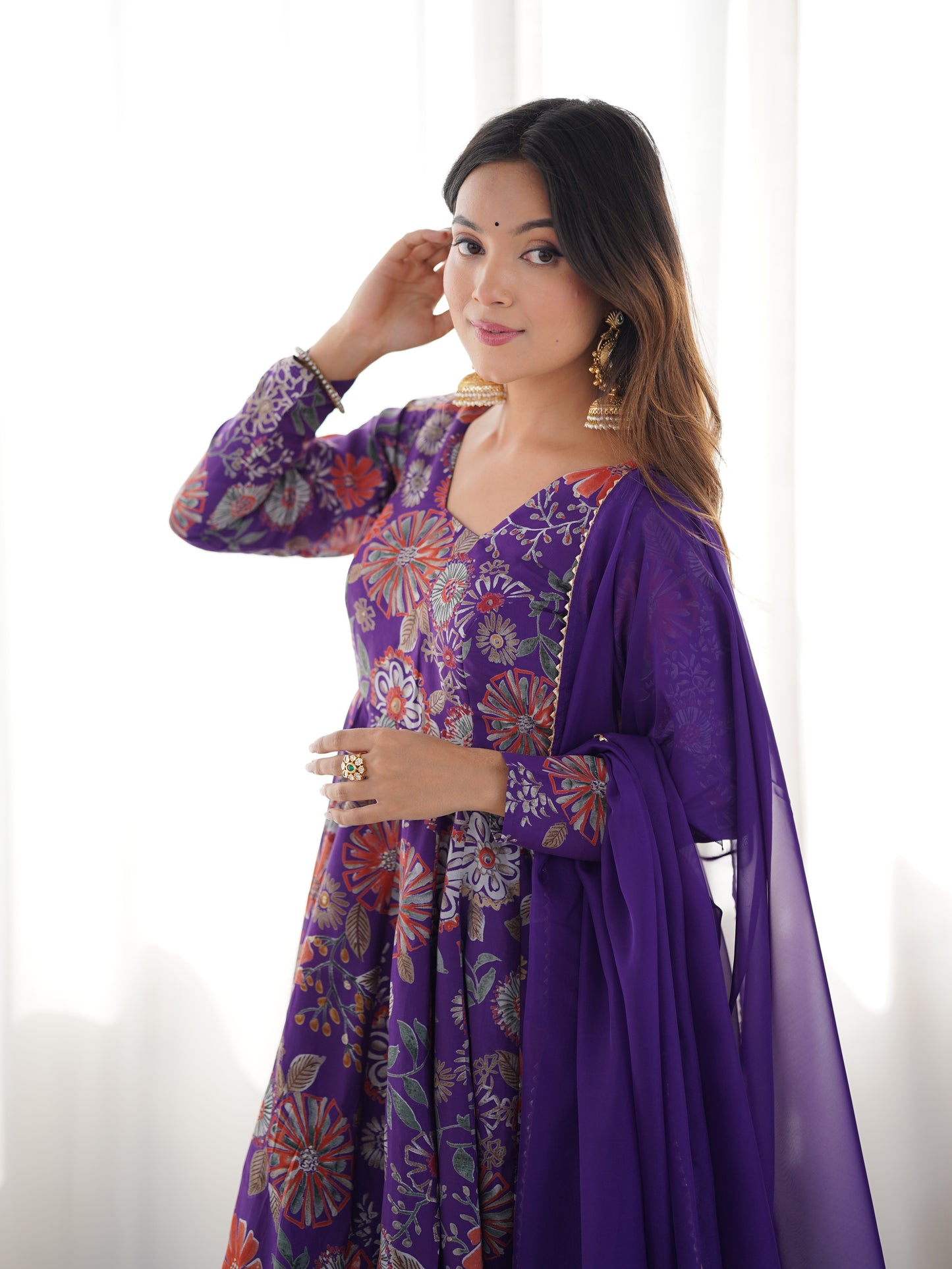 Exquisite Pure Soft Roman Silk Kediya Kurta Palazzo Set