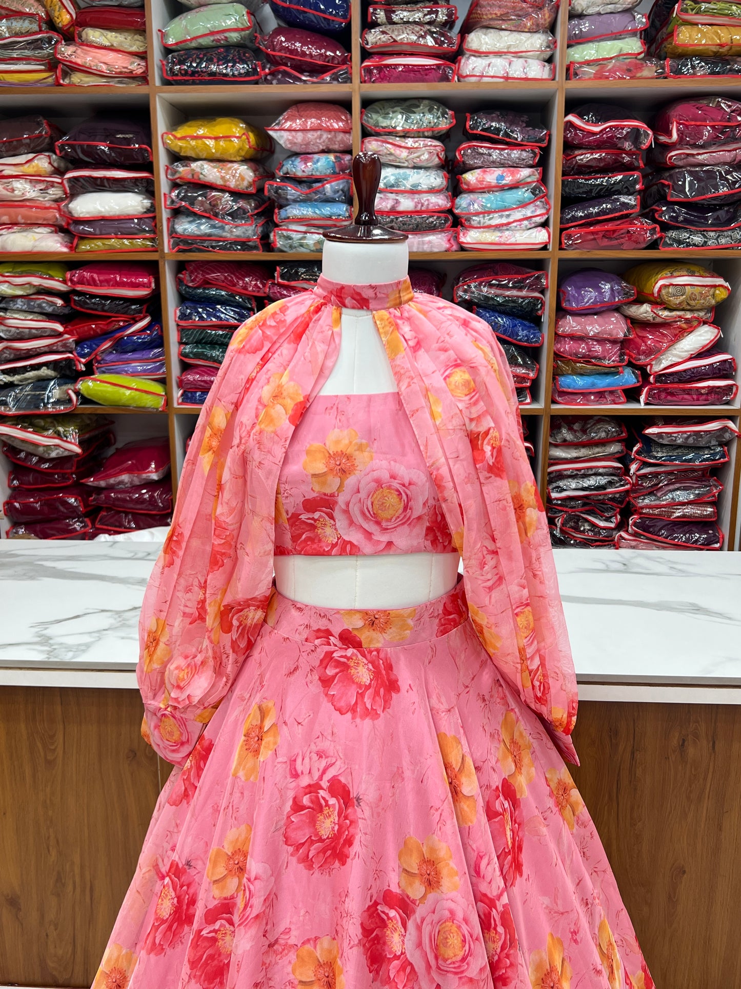 Floral Tabby Organza Silk Lehenga Choli – Elegance in Every Detail