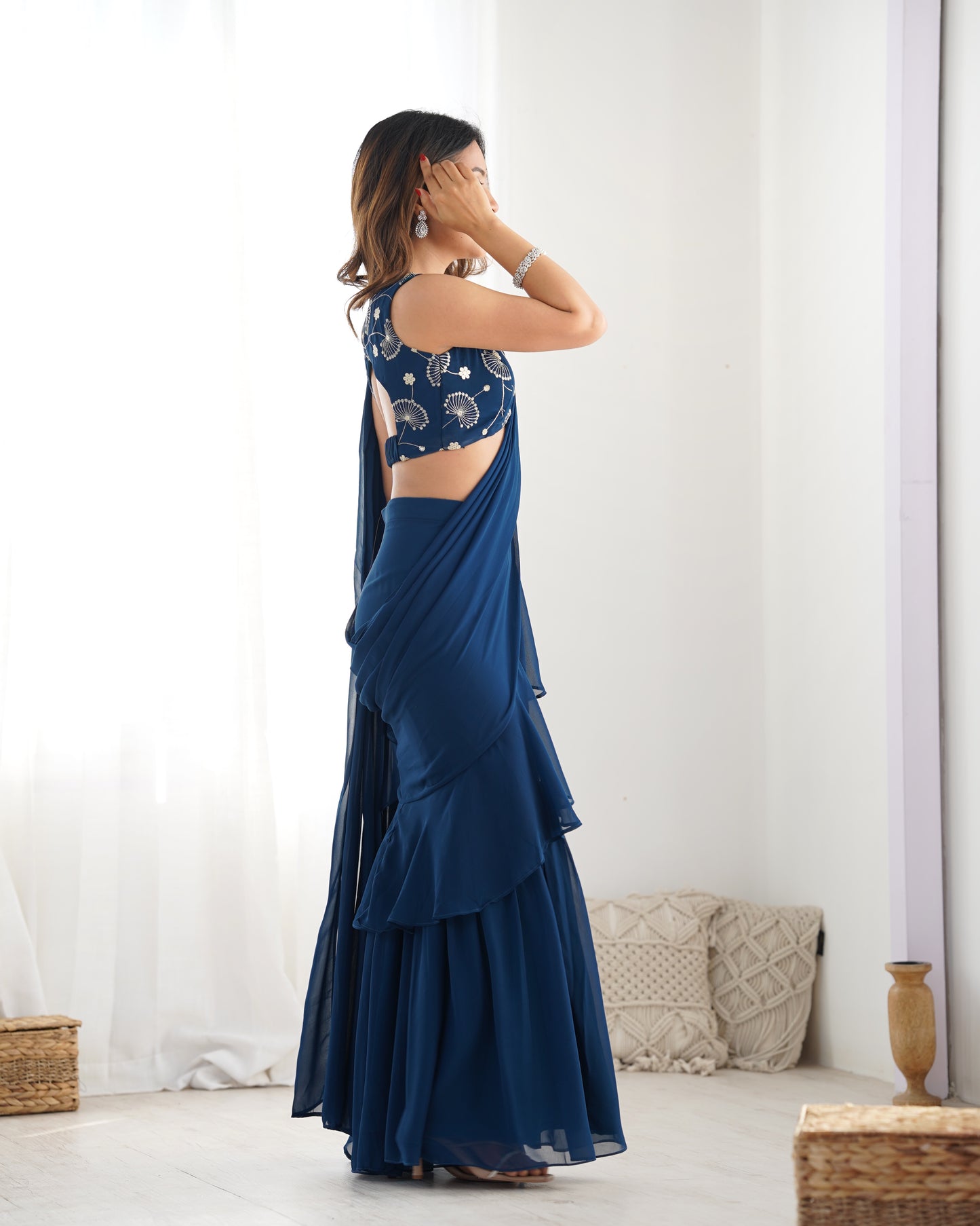 Designer Sharara Saree in Pure Faux Georgette – Fully Stitched & Ready to Wear