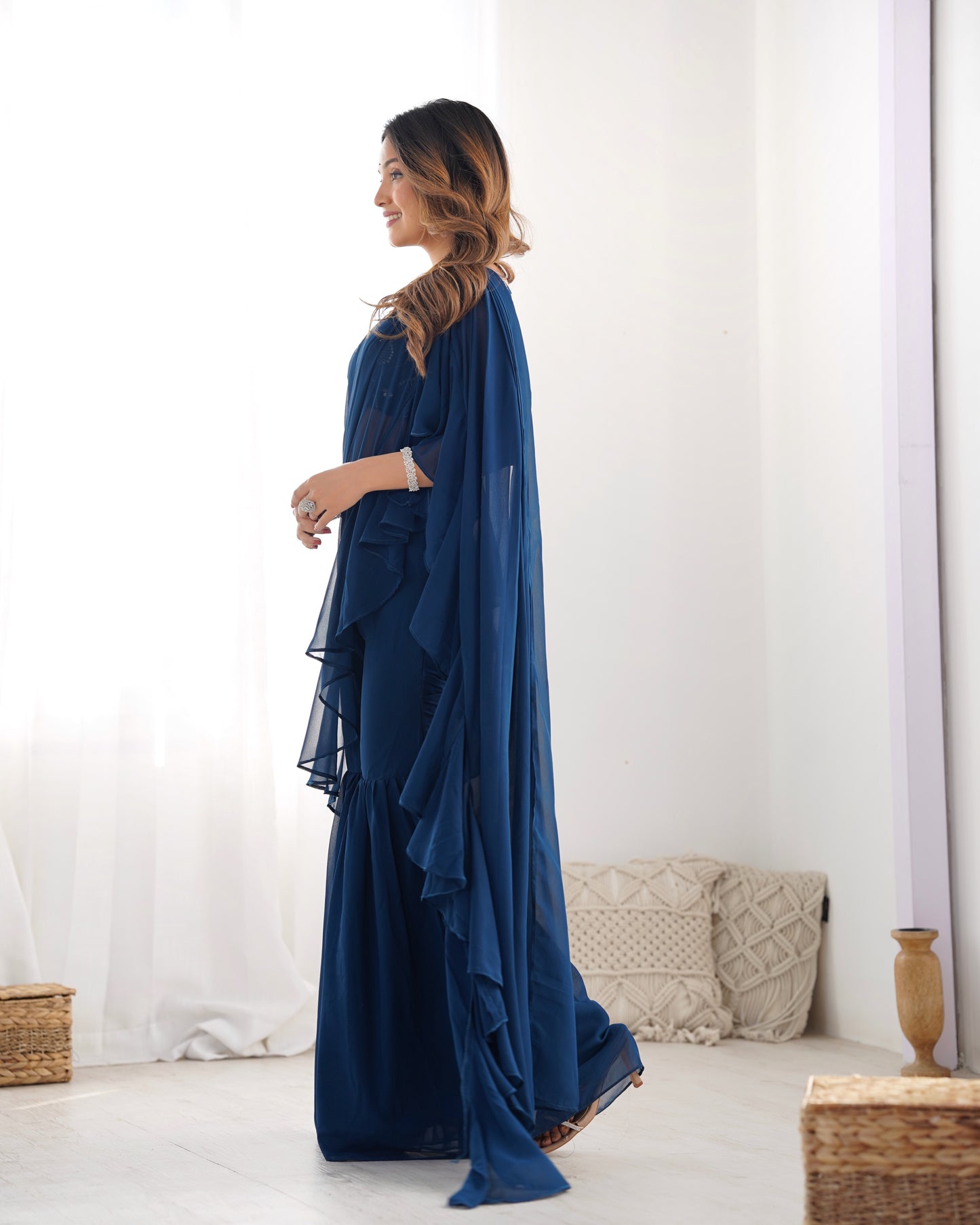 Designer Sharara Saree in Pure Faux Georgette – Fully Stitched & Ready to Wear