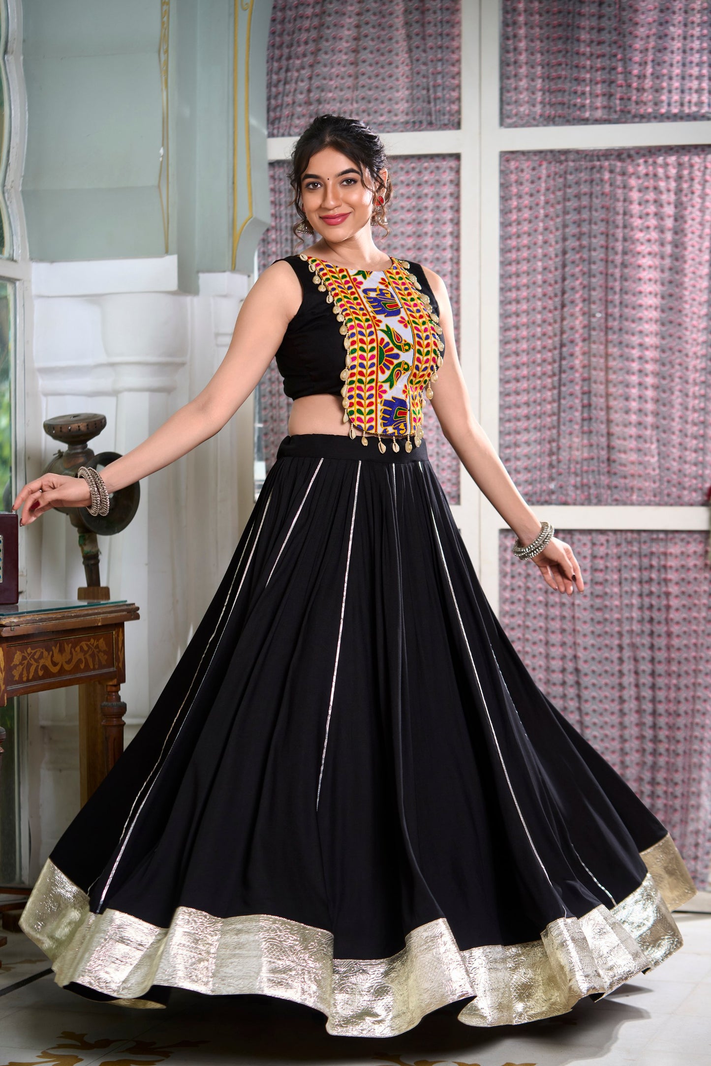 Mesmerizing Rayon Navratri Special Stitched Lehenga Choli Set