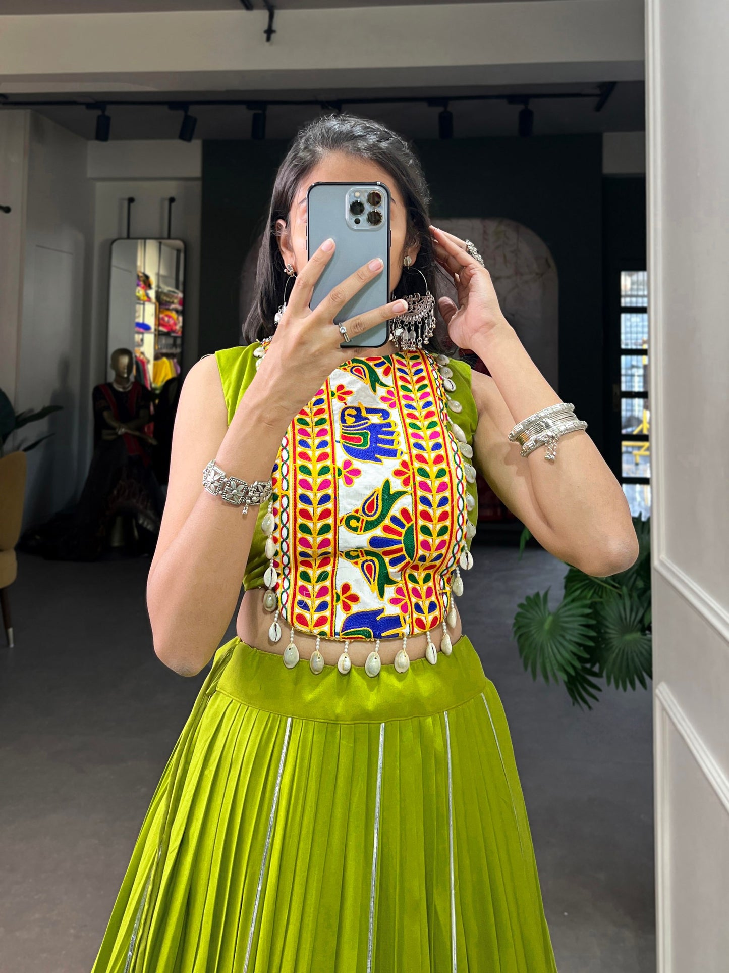 Mesmerizing Rayon Navratri Special Stitched Lehenga Choli Set