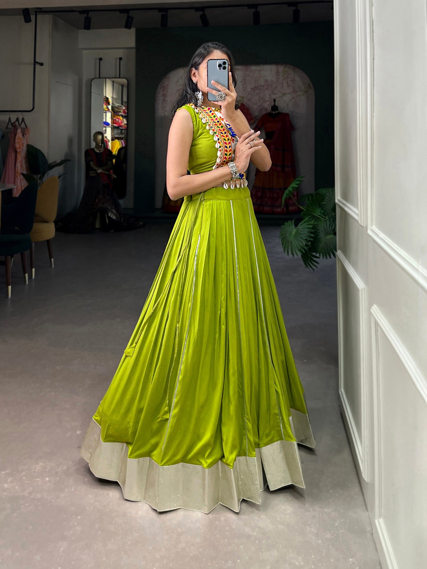 Mesmerizing Rayon Navratri Special Stitched Lehenga Choli Set