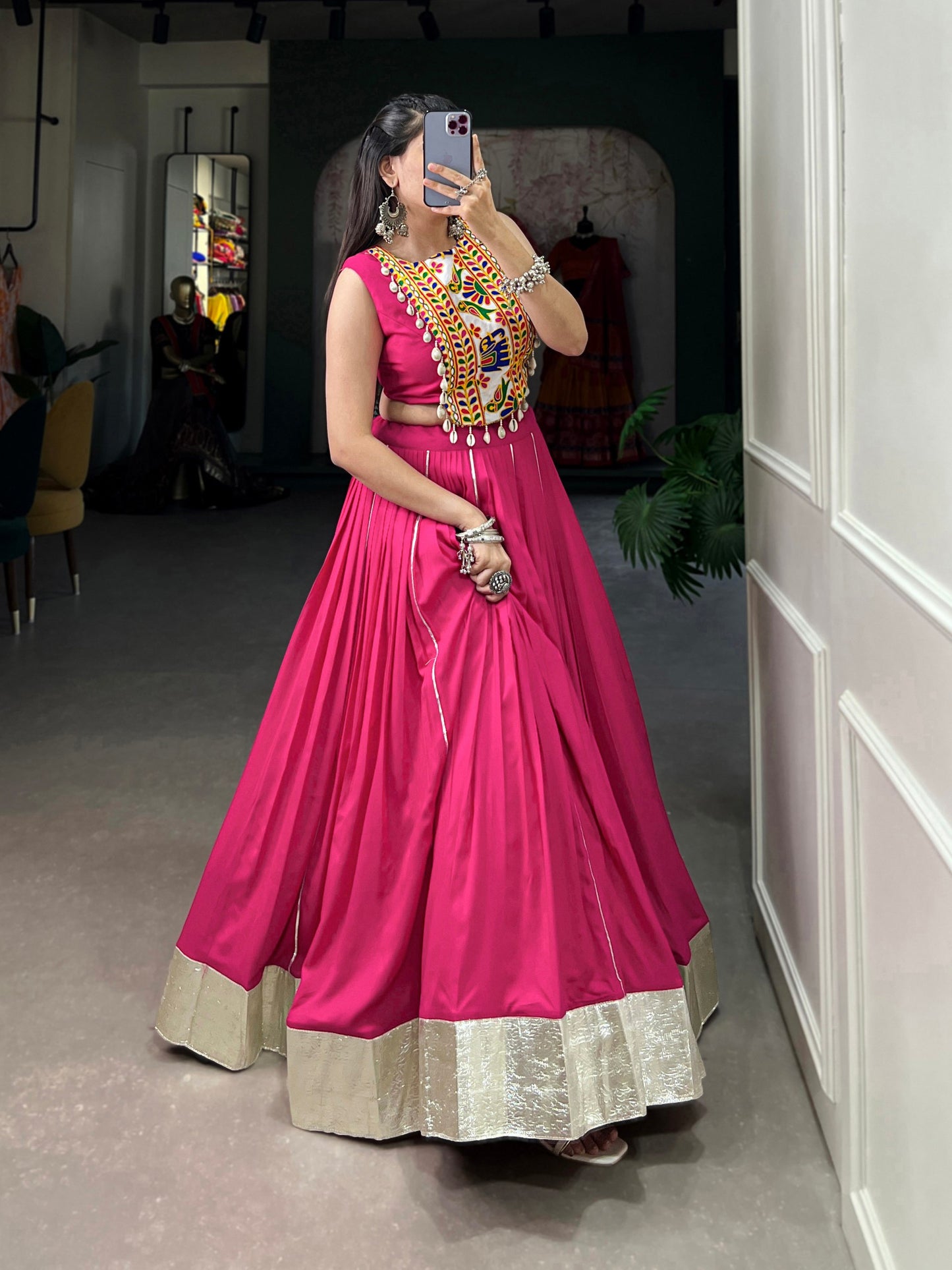 Mesmerizing Rayon Navratri Special Stitched Lehenga Choli Set