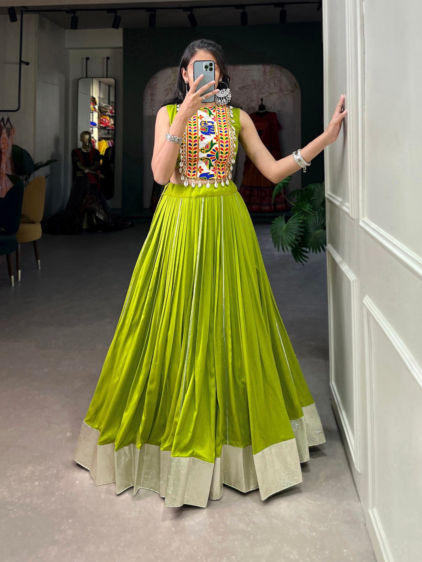 Mesmerizing Rayon Navratri Special Stitched Lehenga Choli Set