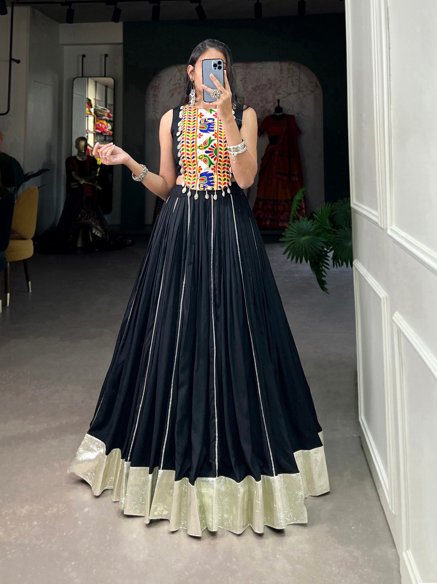 Mesmerizing Rayon Navratri Special Stitched Lehenga Choli Set