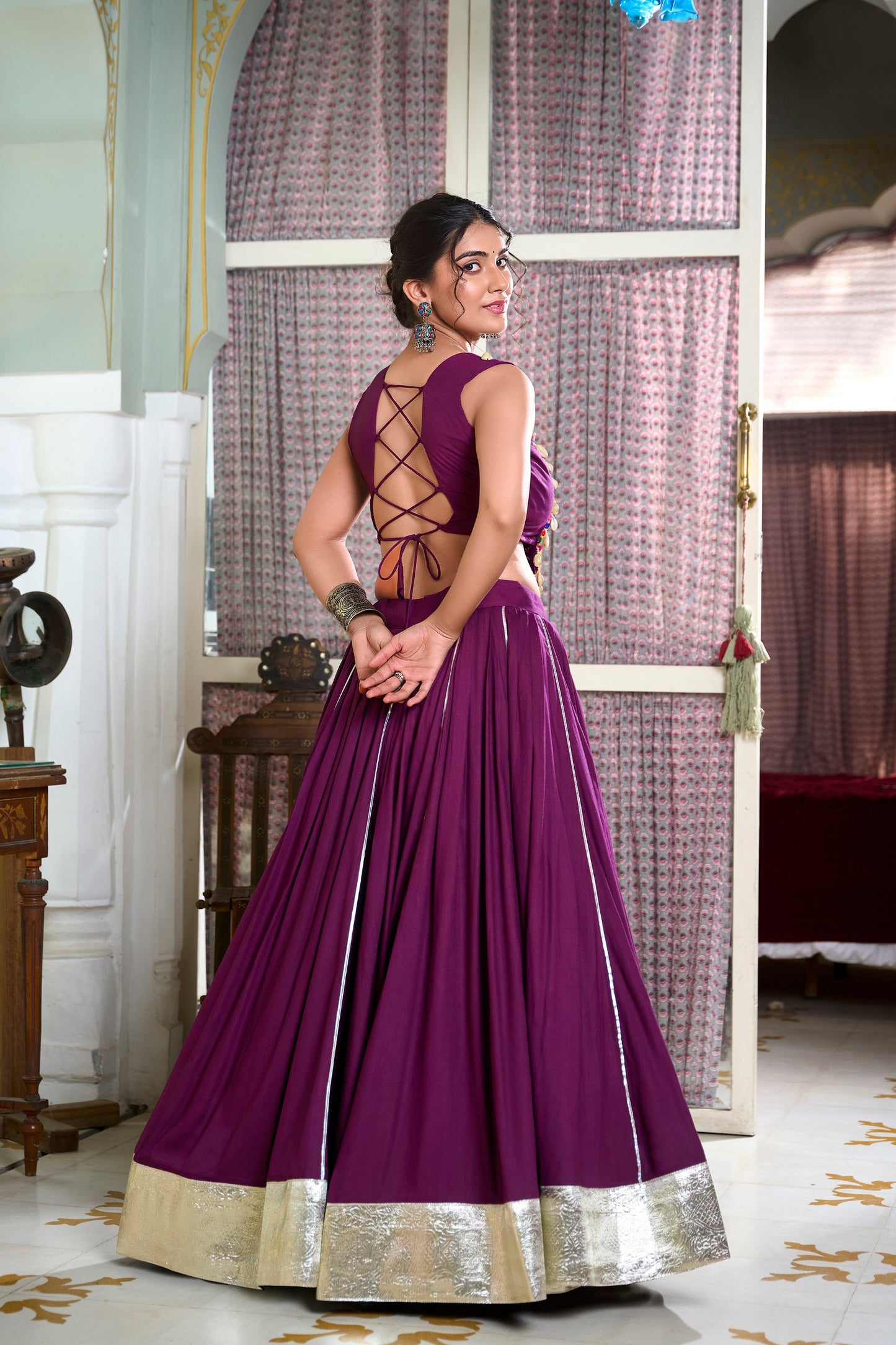 Mesmerizing Rayon Navratri Special Stitched Lehenga Choli Set