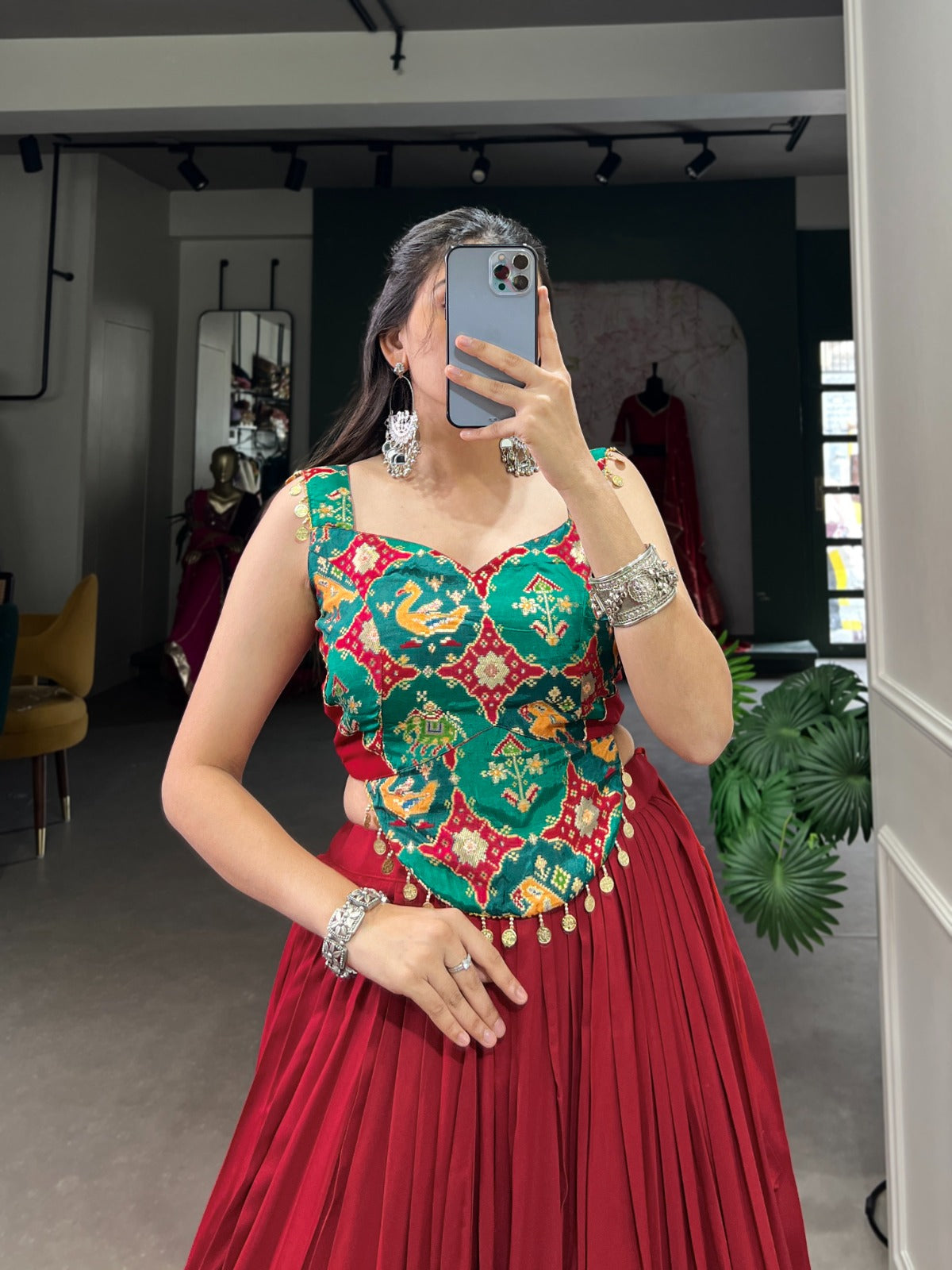 Divine maroon Pure Rayon Fully Stitched Lehenga With Blouse - Ethnicwish