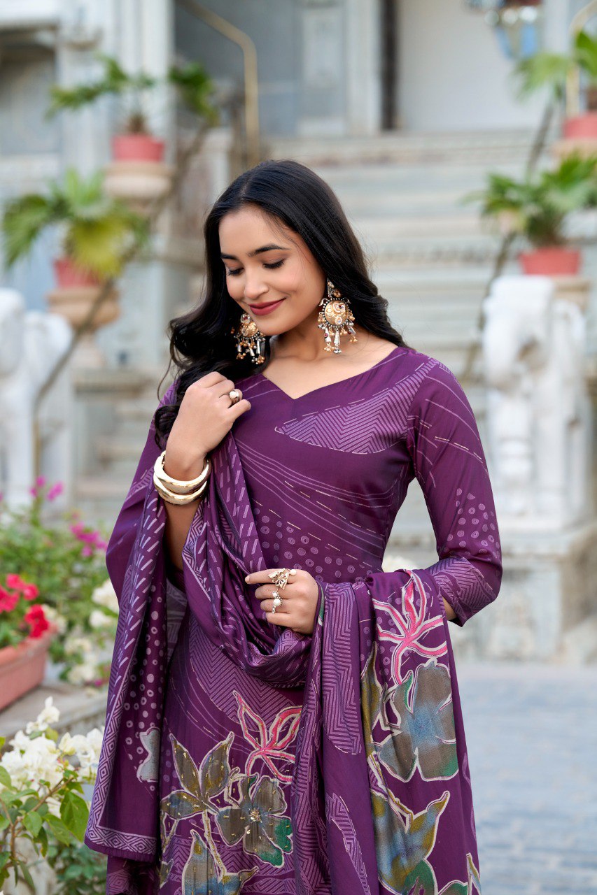 Spellbinding Roman Silk Floral Printed Top Palazzo Suit - Ethnicwish