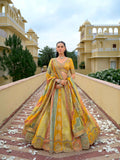 Olive Green Fancy Silk Mirror Sequin Embroidered Lehenga Choli