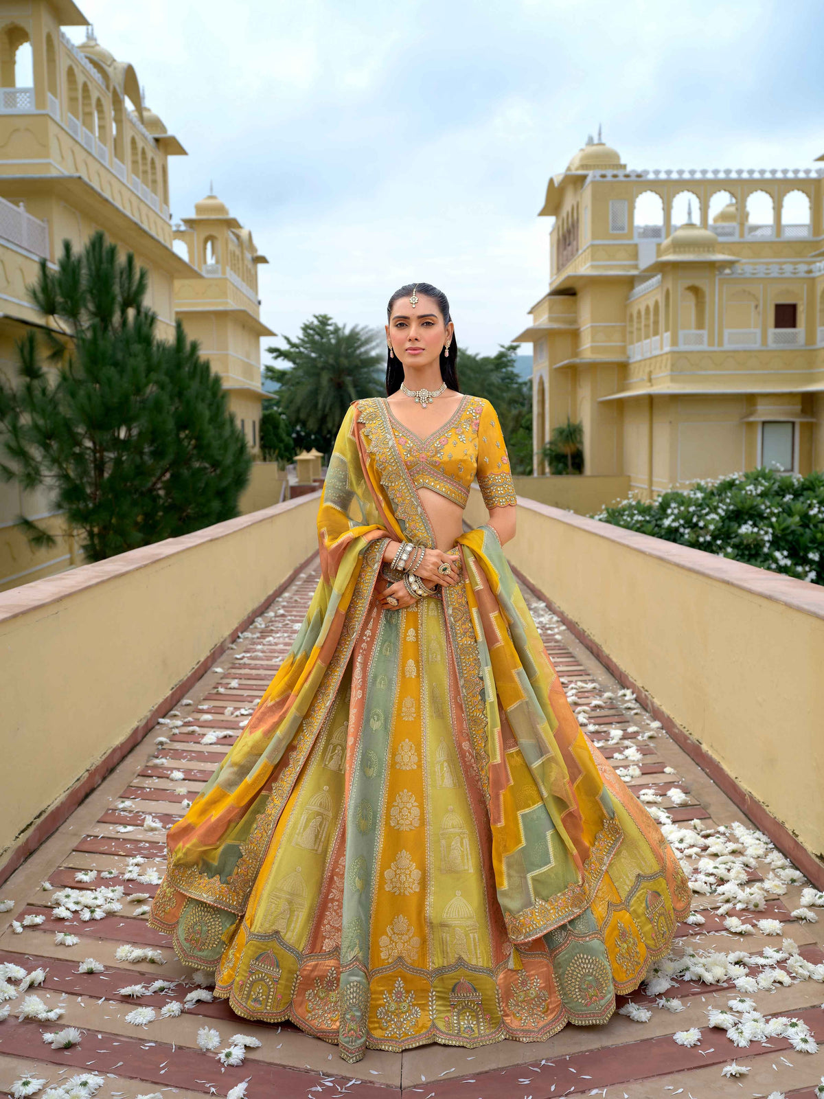Olive Green Fancy Silk Mirror Sequin Embroidered Lehenga Choli