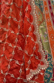 Orange Pure Soft Gadhwal Silk Heavy Embroidery Work Bridal Lehenga Choli