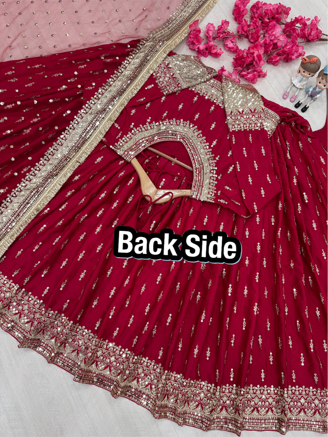 Elegant Chinon Silk Embroidered Anarkali Pant Set – Fully Stitched & Ready to Wear