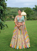 Pastel Multicolor Embroidered Lehenga Choli with Net Dupatta