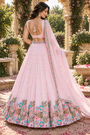 Pastel Pink Fox Georgette Sequin Lehenga Choli