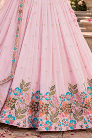 Pastel Pink Fox Georgette Sequin Lehenga Choli