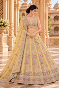 Pastel Yellow Star Georgette Sequin Lehenga Choli