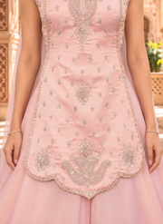 Peach Malbari Silk Bead & Sequin Sharara Set