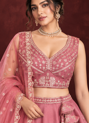Pink Dhurandhar Silk Lehenga Choli with Thread & Sequin Embroidery