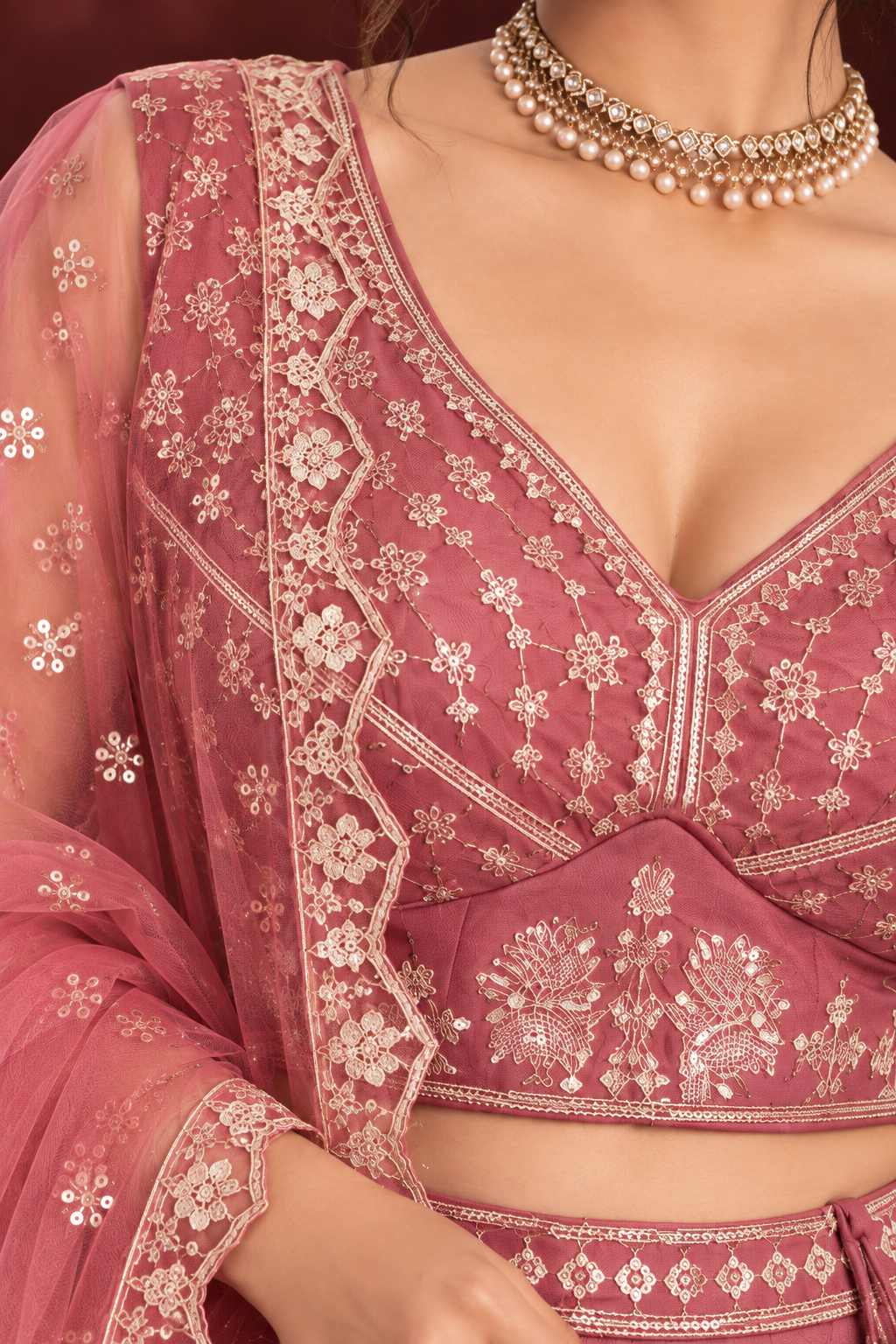 Pink Dhurandhar Silk Lehenga Choli with Thread & Sequin Embroidery