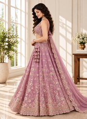 Pink Shimmer Zari Sequin Embroidered Lehenga Choli