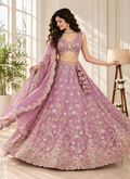 Pink Shimmer Zari Sequin Embroidered Lehenga Choli